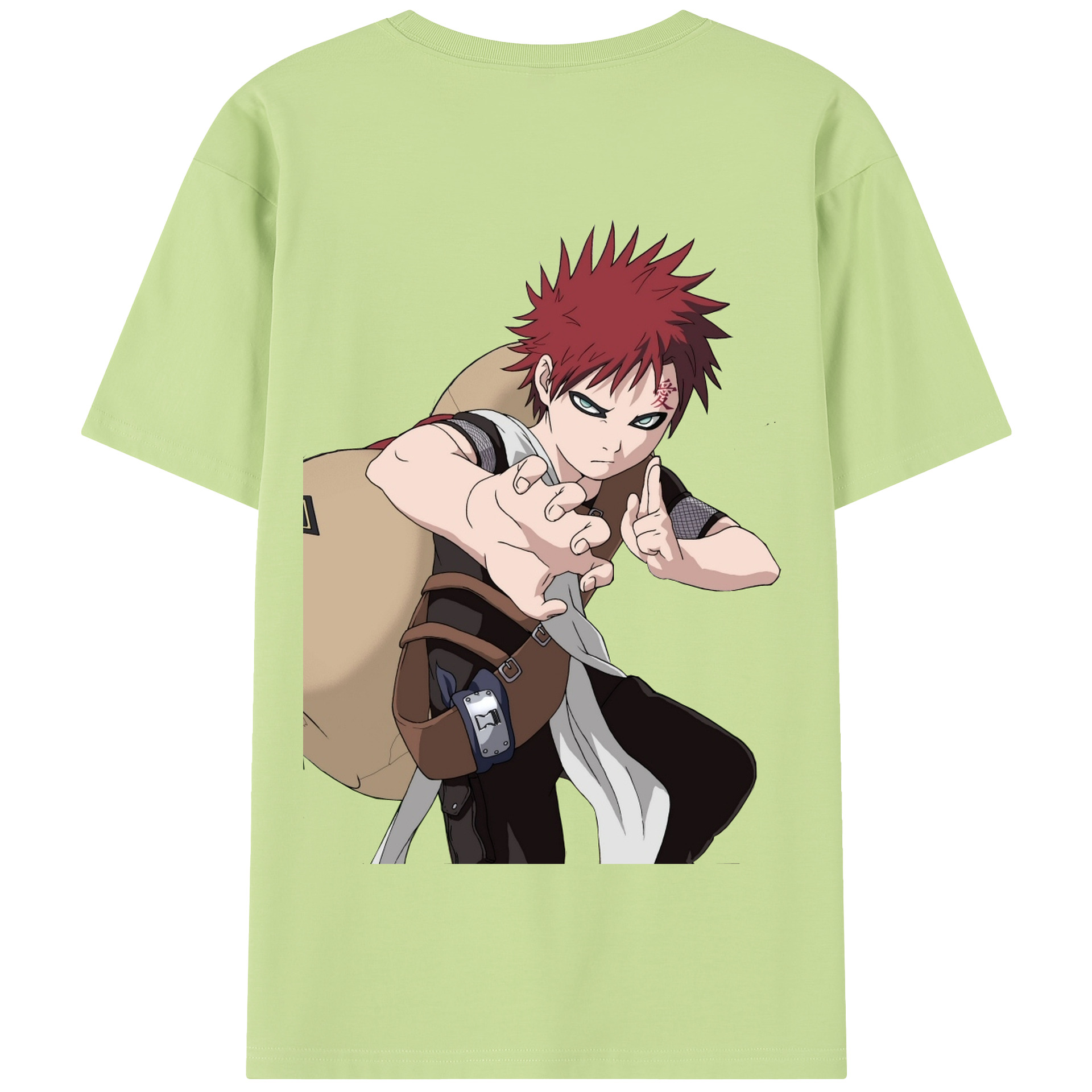 （画像用） NARUTO -ナルト- ガアラ Gaara 綿100％半袖Tシャツ（背面プリント）